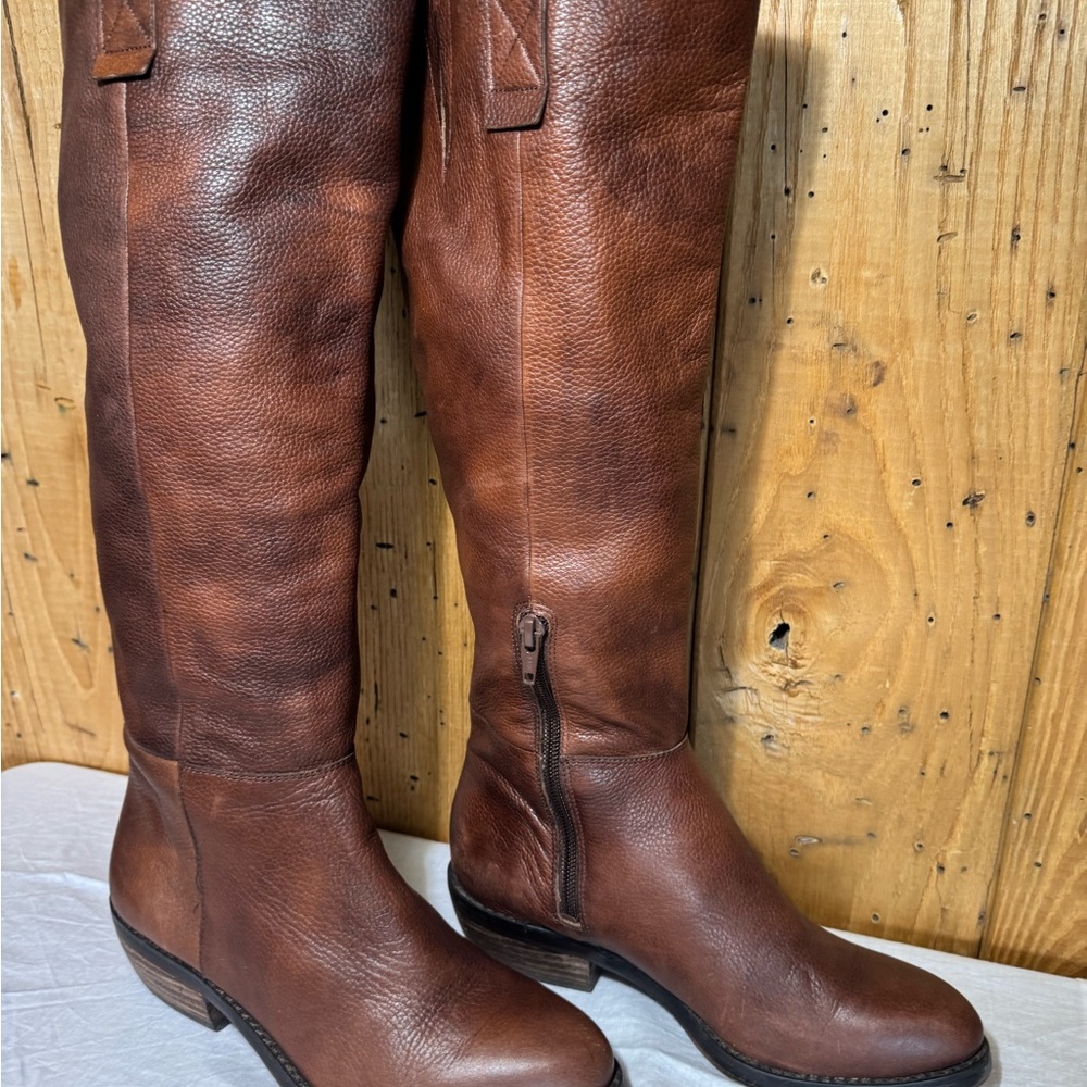 Arturo Chiang Tall Brown Leather Riding Boots 5.5 M - Picture 9 of 14